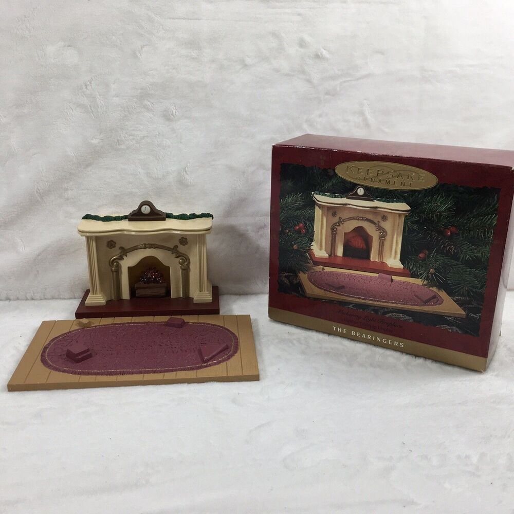 1993 The Bearingers Flickering Light Fire Place Hallmark Keepsake Ornament